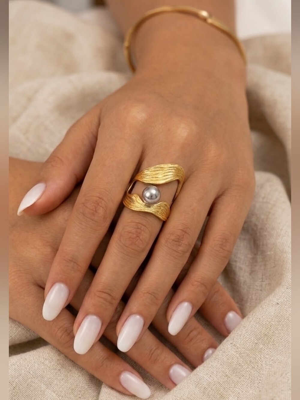 18K Gold Plated Gold-Tone Adjustable Ring